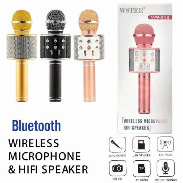 WSTER WS-858 version 2 Wireless Bluetooth Karaoke Microphone Speaker KTV Handheld Player WSTER WS-858 version 2 Wireless Bluetooth Karaoke Microphone Speaker KTV Handheld Player
